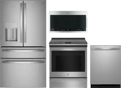 4 Piece Package Includes Refrigerator, Range, Microwave And Dishwasher